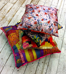 Red Glitter HandMade Printed Cushion *one-of-a-kind*