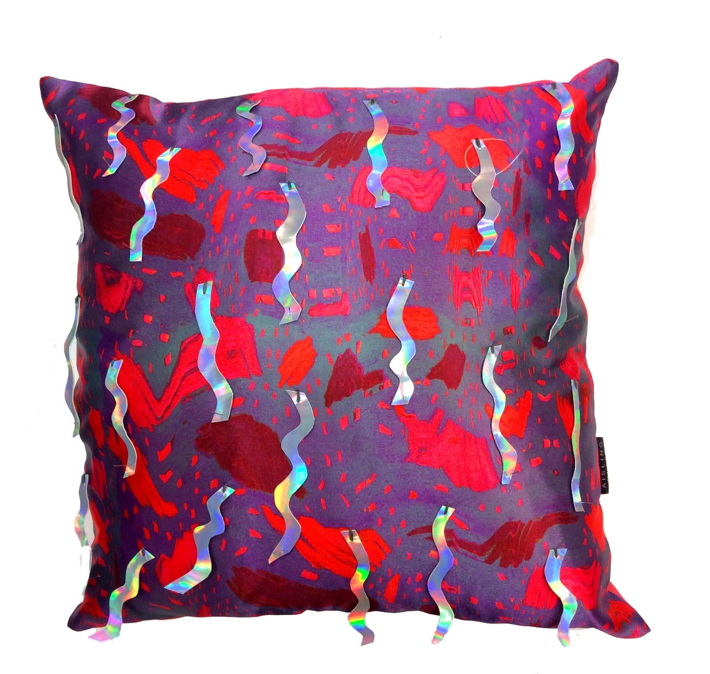 ZigZag Holographic Sequin HandMade Printed Cushion *one-of-a-kind*