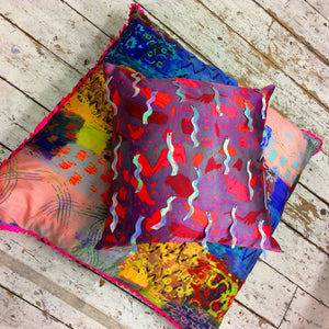 ZigZag Holographic Sequin HandMade Printed Cushion *one-of-a-kind*