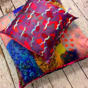 ZigZag Holographic Sequin HandMade Printed Cushion *one-of-a-kind*